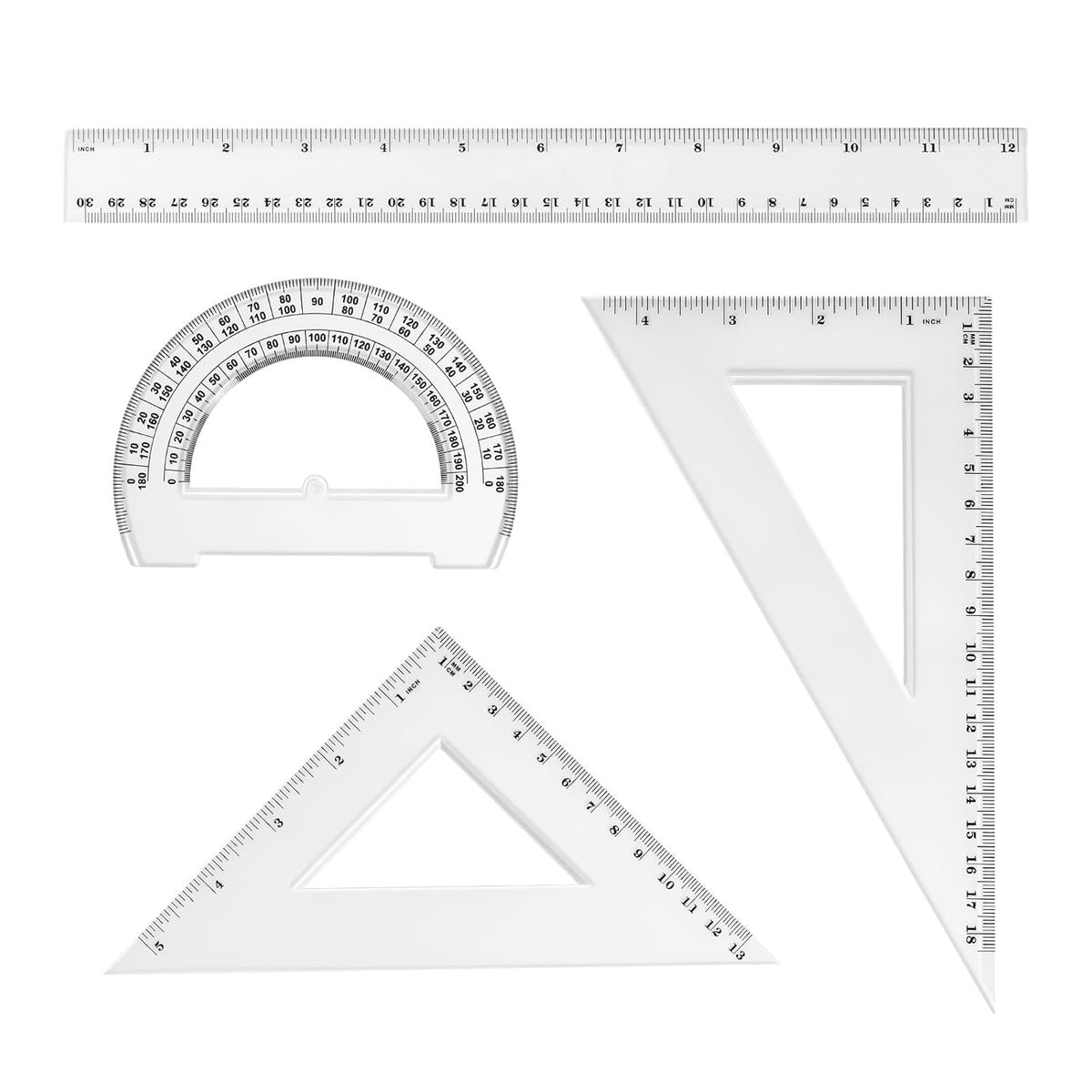 Geometry Ruler Set with Protractor and Set Squares
