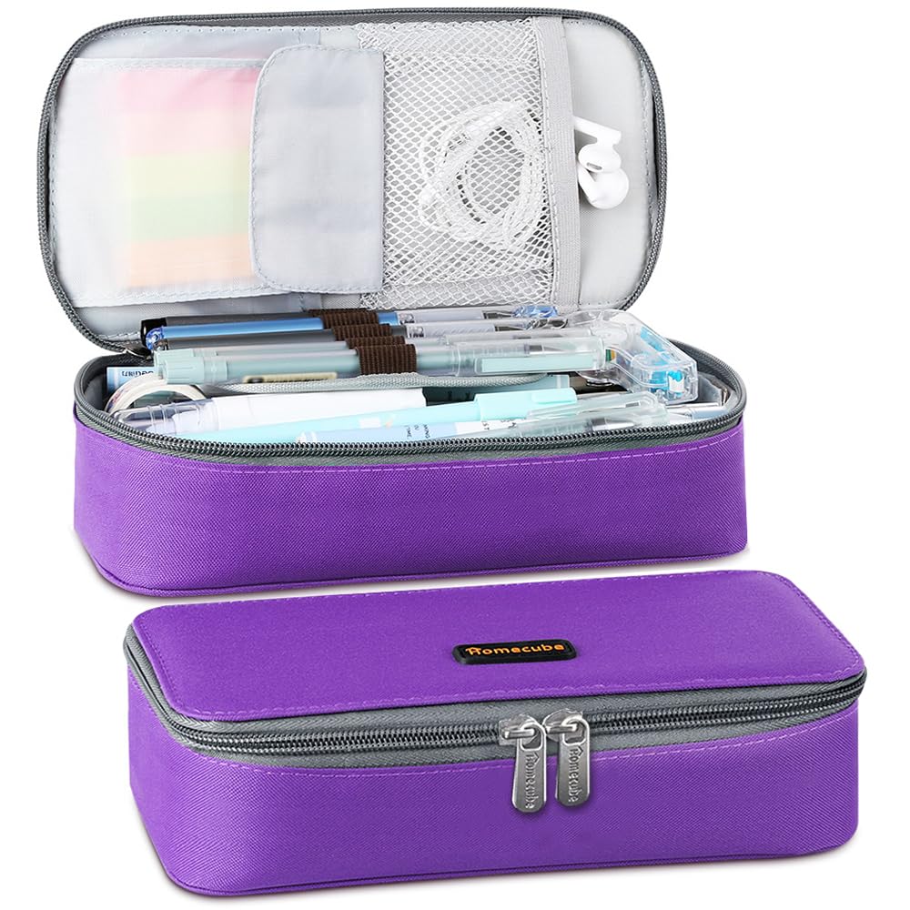 Homecube Pencil Case Capacious Pen Pencil Holder Box Makeup Pens Pouch Oxford Cloth Bag Large Storage Stationery Organizer with Zipper for School & Office - Gray