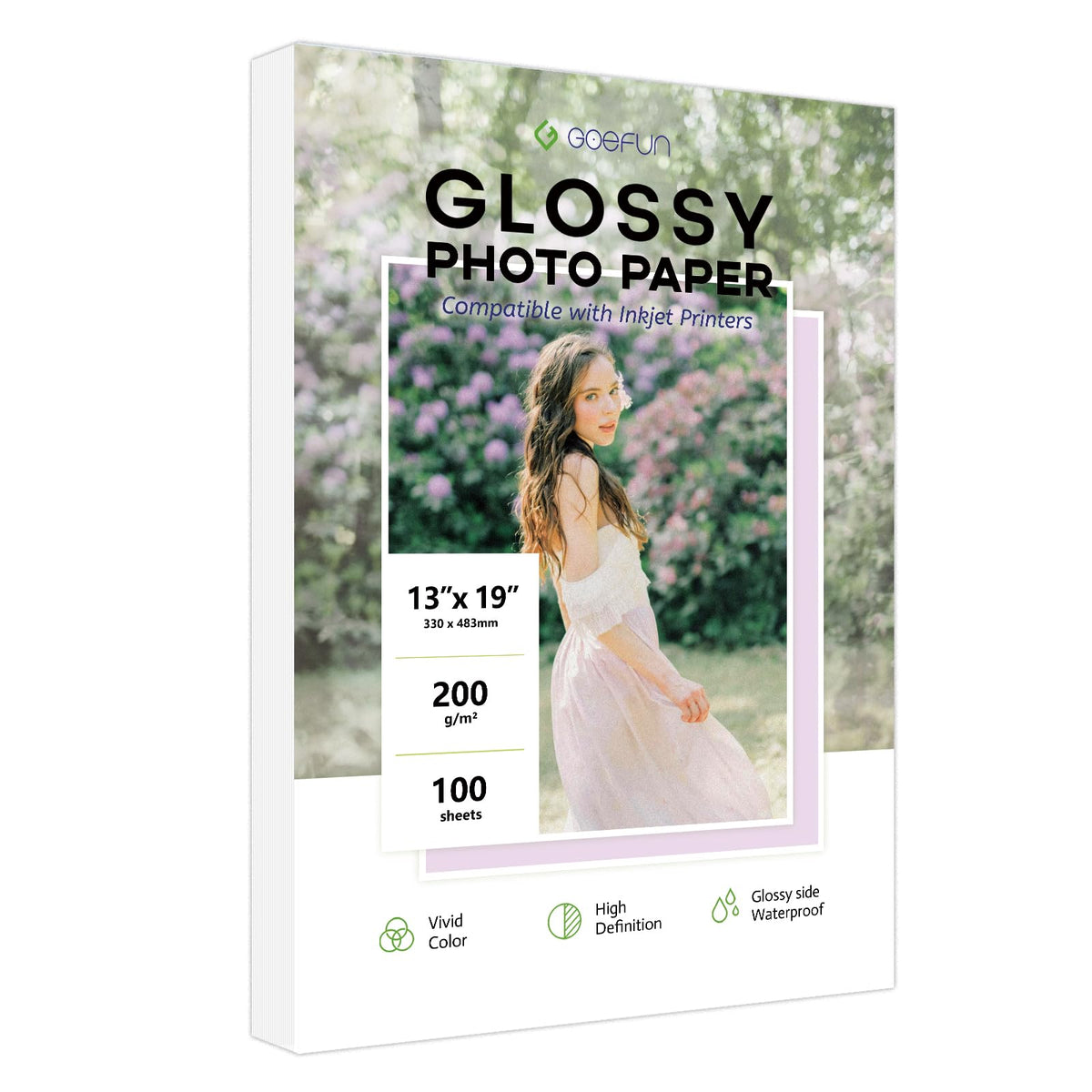 Glossy Photo Paper 8.5x11, Goefun 54LB Inkjet Printer Paper 100 Sheets