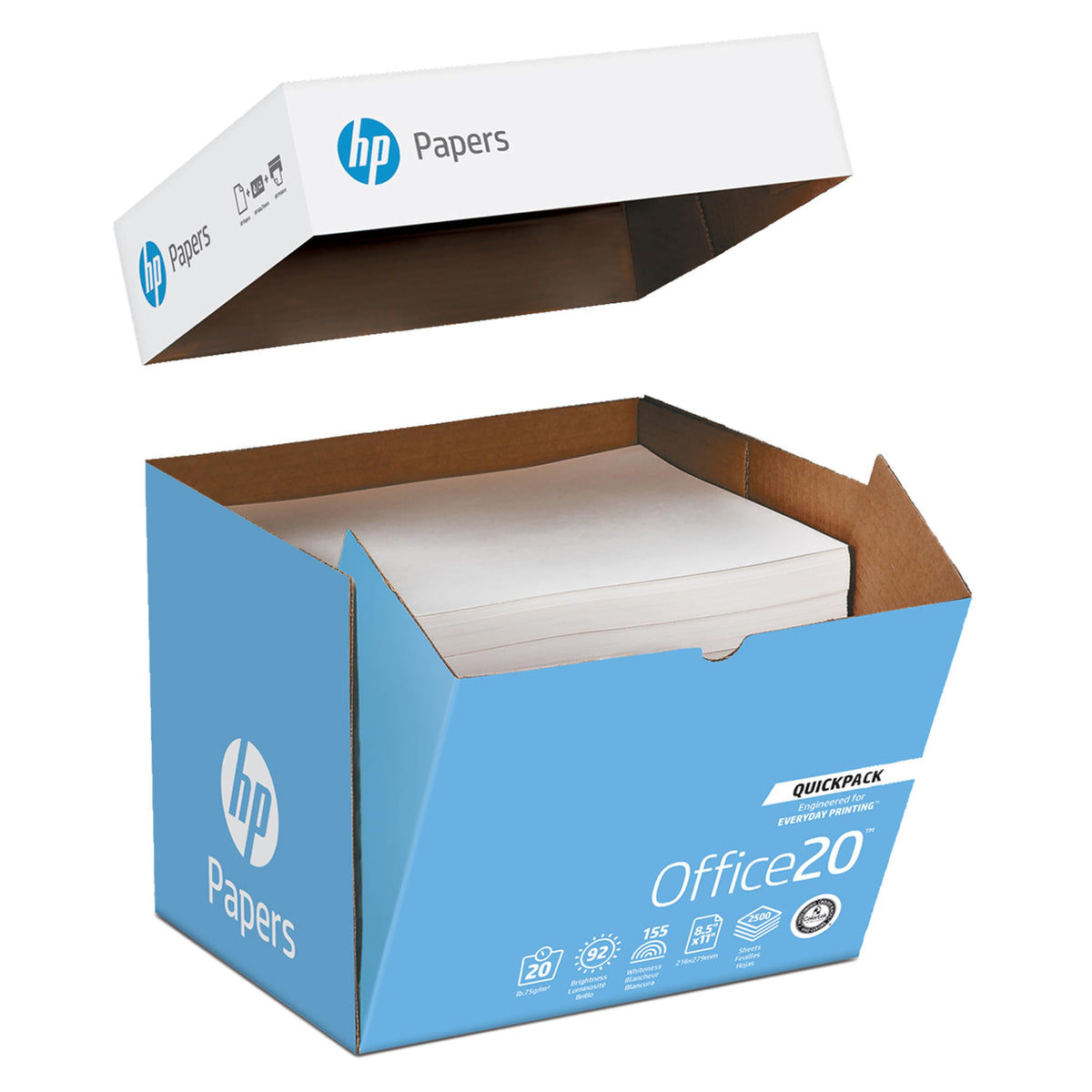 HP Printer Paper | 8.5 x 11 Paper | Office 20 lb | 3 Ream Case - 1500 Sheets | 92 Bright | Made in USA - FSC Certified | 112090C, White