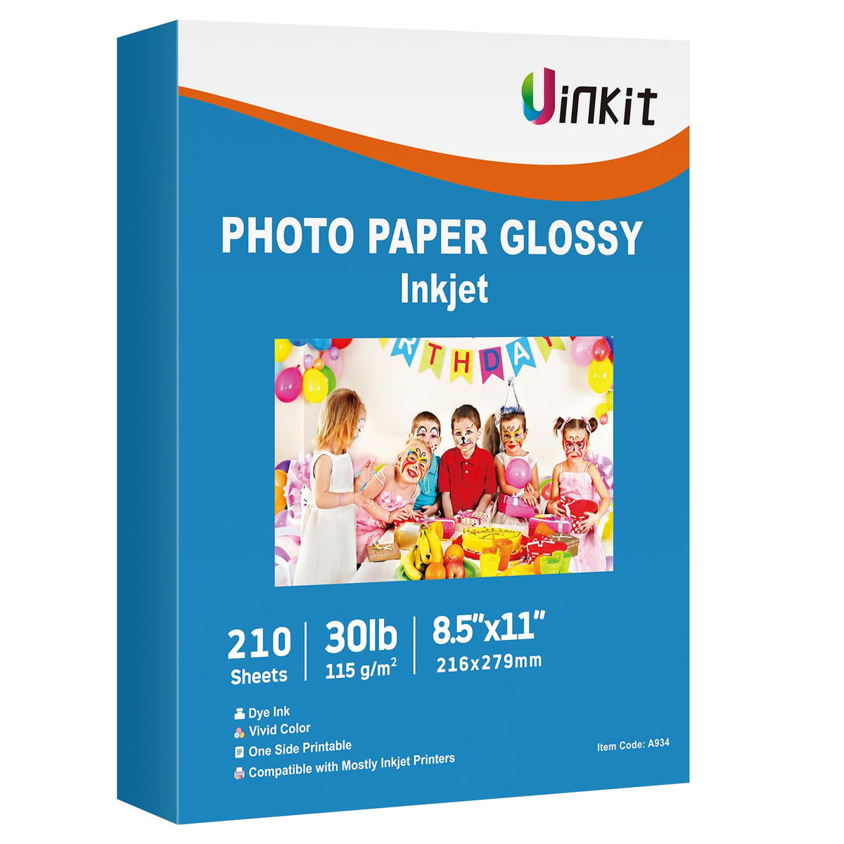 Uinkit 30lb Thin Glossy Inkjet Photo Paper, 8.5x11, 100 Sheets, 115gsm