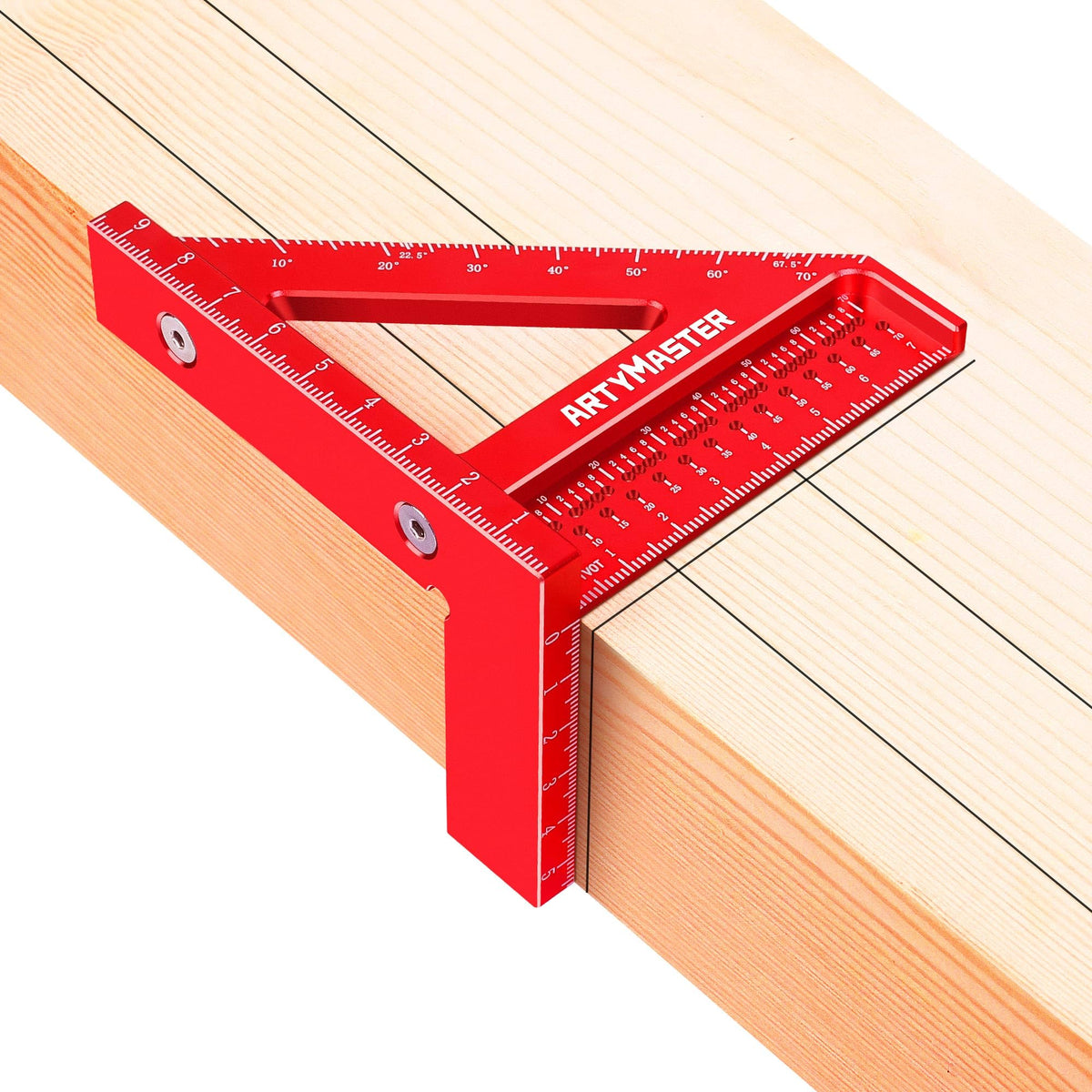 3.8"Mini 3D Multi-Angle Measuring Square Ruler, WT102A High Precision Hole Scribing Woodworking Tools, 0-90° Aluminum Alloy Carpenter Square Wood Working Tools, Carpenter Pencils 6 Refills.
