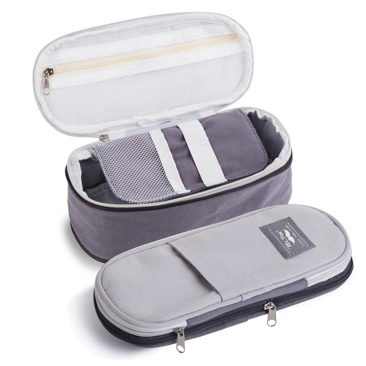Mr. Pen- Pencil Case Large, Fabric Pencil Pouch Large, Grey, Pen Bag