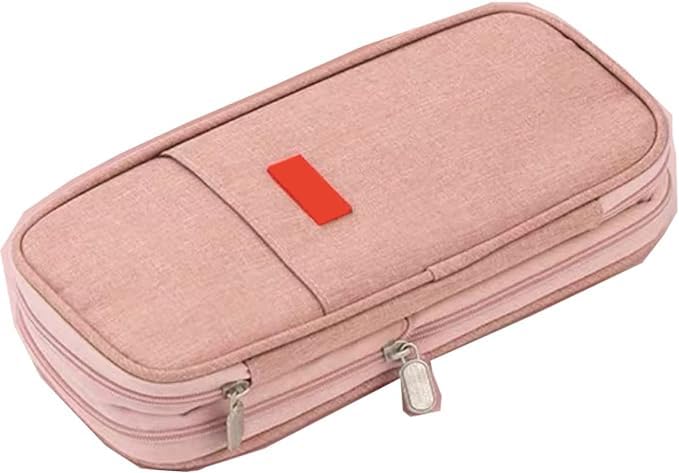Arnuixty Large Storage Pencil Case Pen Bag with Zipper Big Capacity Pouch Organizer for Office Travel Holder Box(Peach)