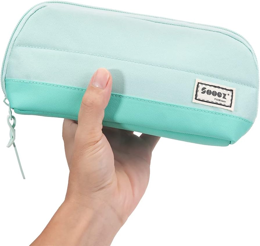 Sooez Wide-Opening Pencil Pen Case, Lightweight & Spacious Pencil Bag Pouch Box Organizer, Aesthetic Supply with Triangular Design for Adults, Grey