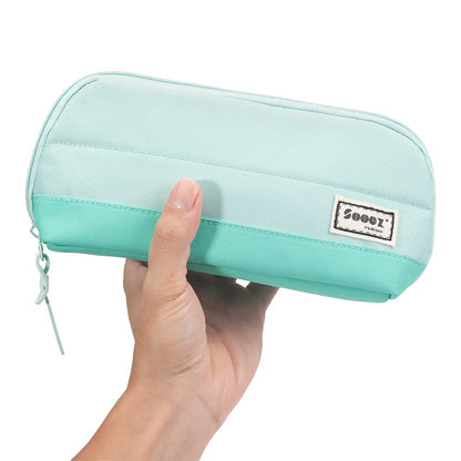 Sooez Wide-Opening Pencil Pen Case, Lightweight & Spacious Pencil Bag Pouch Box Organizer, Aesthetic Supply with Triangular Design for Adults, Grey