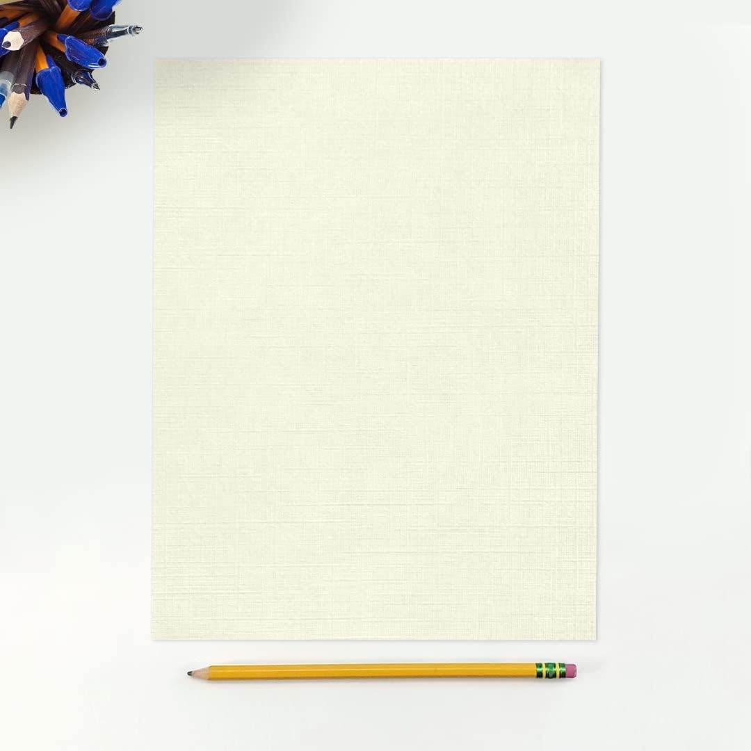 LUXPaper 8.5" x 11" Classic Linen Paper | Letter Size | Natural White | 24lb Paper (70lb. Text) | 50 Qty