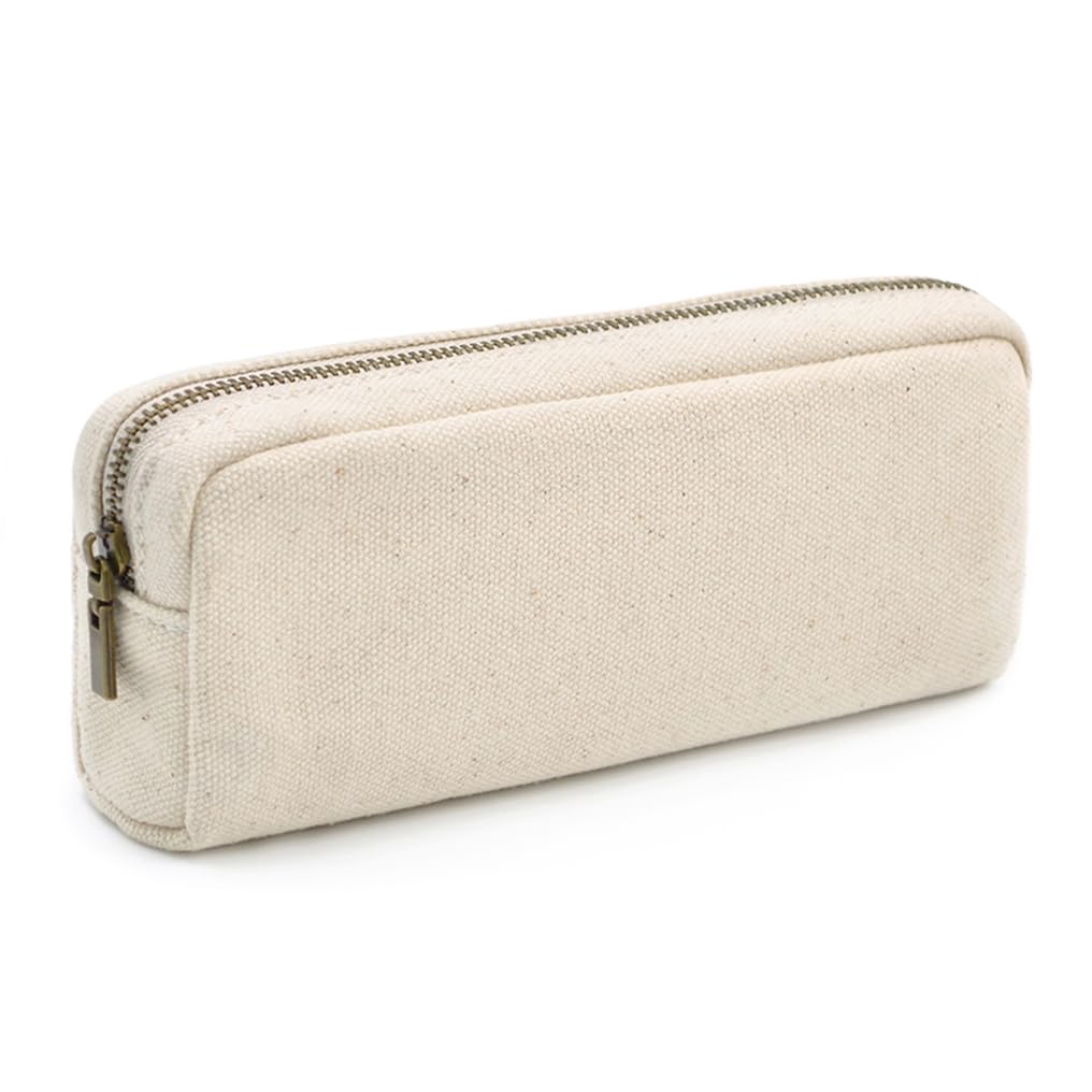 Pencil Pen Case, Canvas Pencil Pouch Big Capacity Pen Bag with Zipper Durable Stationary Storage Bag for Adult Students Officers