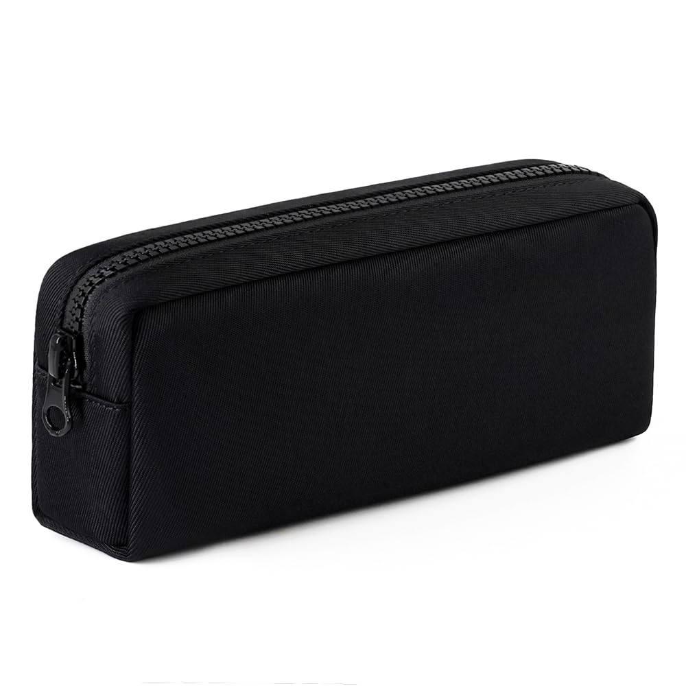 Big Capacity Pencil Case, Pure Color Pen Pouch with Zipper Stationary Storage Bag for Adult Students Officers, Cream White