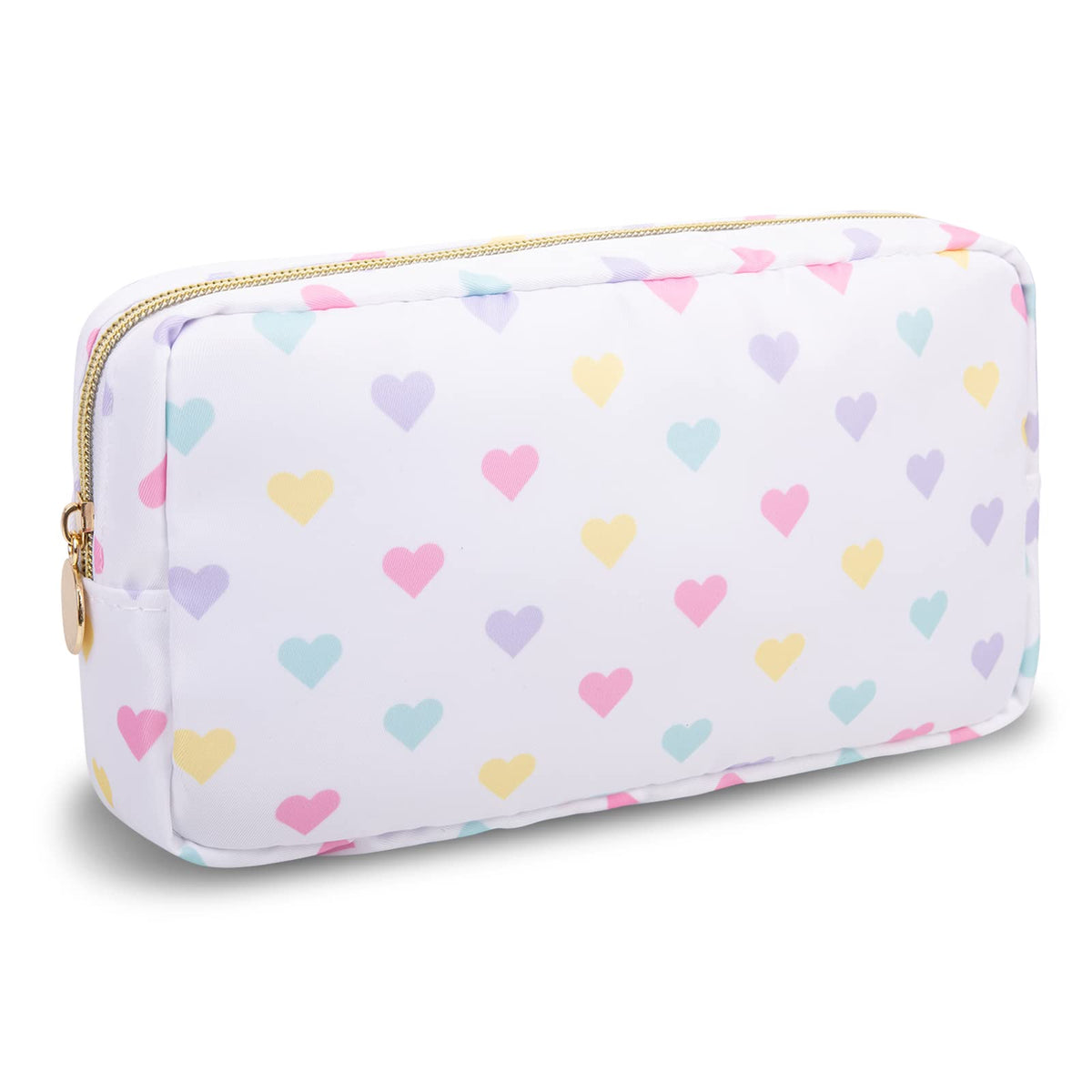 UIXIZQ Waterproof Small Pencil Case Makeup Bag for Purse,Cute Pencil Pouch Preppy Nylon Makeup Brush Holder with Zipper,Girls Portable Storage Case Small Pen Bag for Office(Slim-Black)