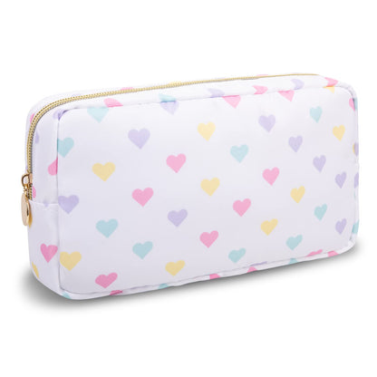 UIXIZQ Waterproof Small Pencil Case Makeup Bag for Purse,Cute Pencil Pouch Preppy Nylon Makeup Brush Holder with Zipper,Girls Portable Storage Case Small Pen Bag for Office(Slim-Black)