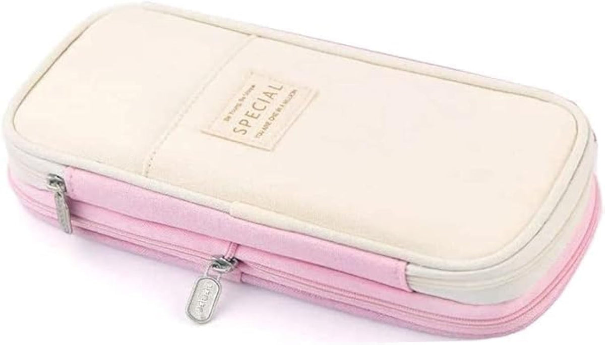 Arnuixty Large Storage Pencil Case Pen Bag with Zipper Big Capacity Pouch Organizer for Office Travel Holder Box(Peach)