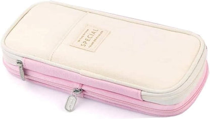 Arnuixty Large Storage Pencil Case Pen Bag with Zipper Big Capacity Pouch Organizer for Office Travel Holder Box(Peach)