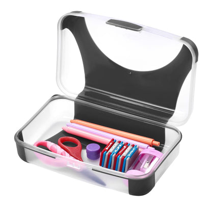 LockerMate by Bostitch Hard Pencil Case, Durable Plastic Pencil Box, Kid-Friendly Design, Blue & Black