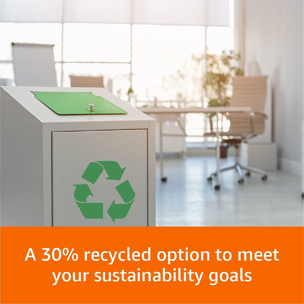 Amazon Basics 30% Recycled Multipurpose Copy & Print Paper, 8.5 x 11 Inches, 20 lb Weight, 92 Bright, White, Certified, 1500 Sheets (3 Reams)