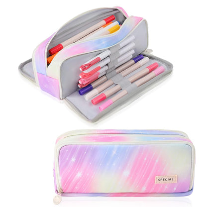 iSuperb Large Pencil Case 3 Compartments Pencil Pouch Big Capacity Pencil Bag for Kids Teen Girls Boys Student School Supplies Oxford Organizer Pen Bag Cosmetic Makeup Pouch