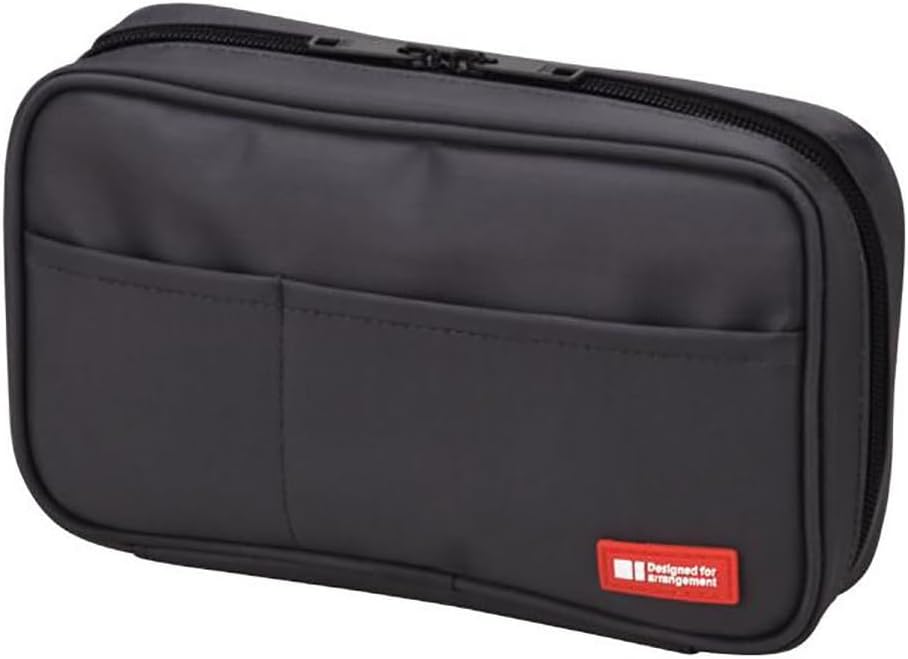 LIHIT LAB Large Capacity Zipper Pencil Case For School Office College, Big Capacity 4 Compartments Pencil Bag Holder Adults Teen Boys Girls, Travel Cosmetics Storage, Black (A7551-24)