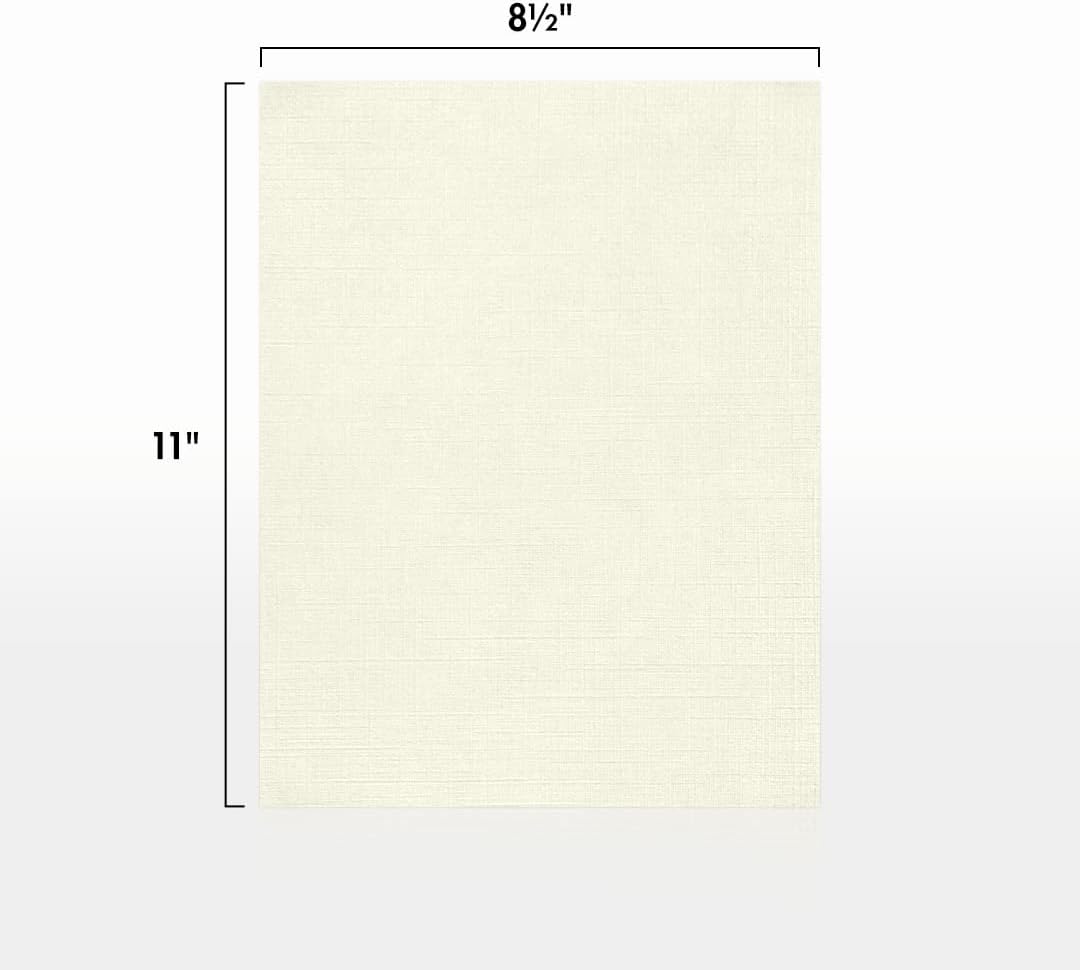 LUXPaper 8.5" x 11" Classic Linen Paper | Letter Size | Natural White | 24lb Paper (70lb. Text) | 50 Qty