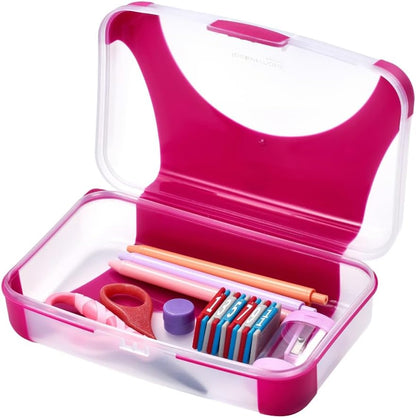 LockerMate by Bostitch Hard Pencil Case, Durable Plastic Pencil Box, Kid-Friendly Design, Blue & Black