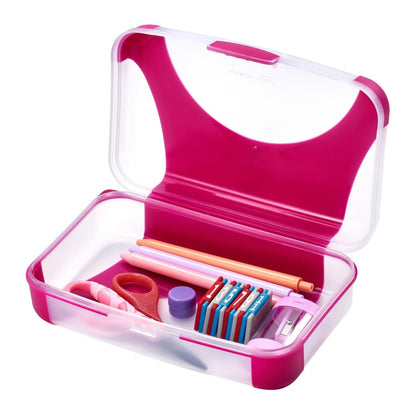 LockerMate by Bostitch Hard Pencil Case, Durable Plastic Pencil Box, Kid-Friendly Design, Blue & Black