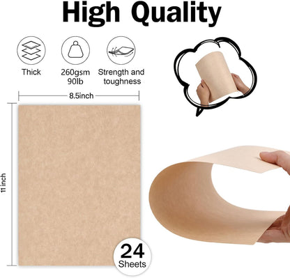 Goefun 90lb 24 Sheets Parchment Cardstock 8.5 x 11 Textured Printer Paper