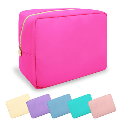 UIXIZQ Waterproof Small Pencil Case Makeup Bag for Purse,Cute Pencil Pouch Preppy Nylon Makeup Brush Holder with Zipper,Girls Portable Storage Case Small Pen Bag for Office(Slim-Black)