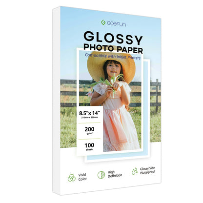 Glossy Photo Paper 8.5x11, Goefun 54LB Inkjet Printer Paper 100 Sheets