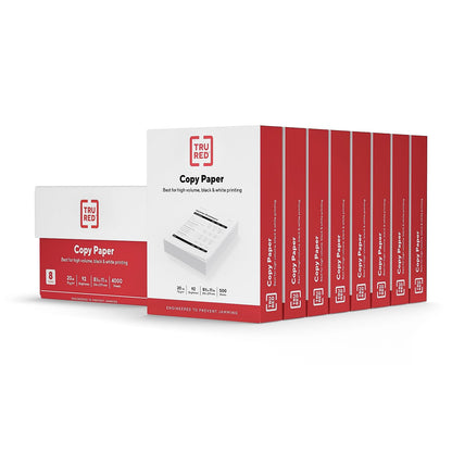 TRU RED by Staples Copy/Printer Paper, 8.5x11, 20lb, 92 Bright, 4,000 Sh/Ct