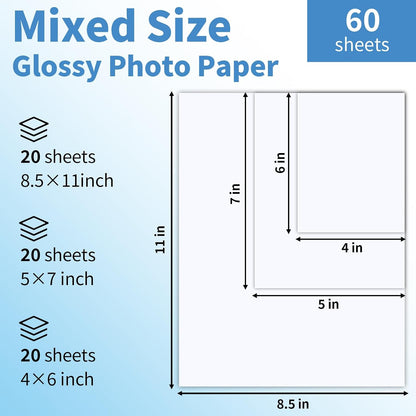 Reastar Glossy Photo Paper, 60 Sheets Inkjet Photo Printer Paper