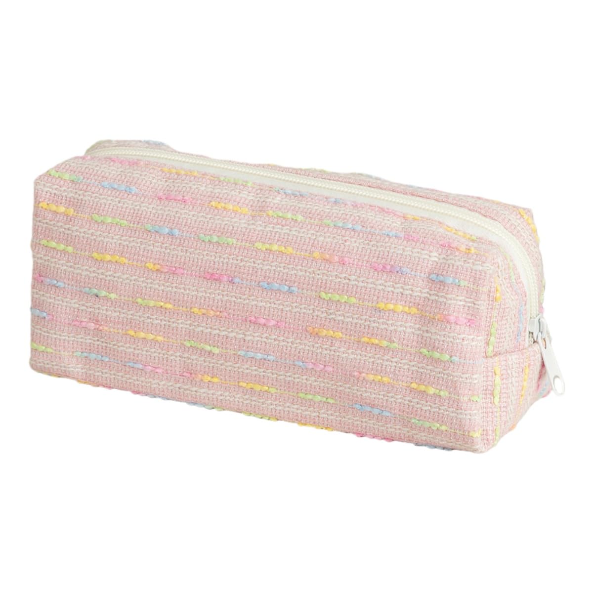 Seersucker Striped Pencil Bag, Large Capacity Stationery Pouch
