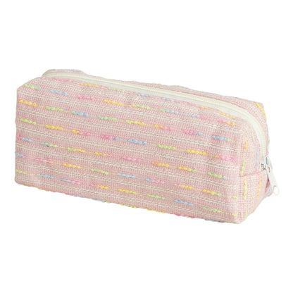 Seersucker Striped Pencil Bag, Large Capacity Stationery Pouch