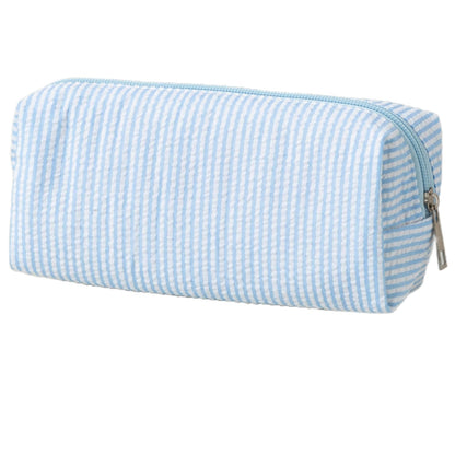Seersucker Striped Pencil Bag, Large Capacity Stationery Pouch
