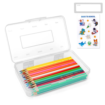 Plastic Hard Clear Color Pencil box Case for Girl Boy kids