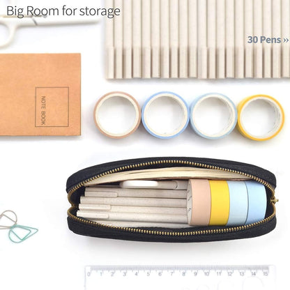 Pencil Pen Case, Canvas Pencil Pouch Big Capacity Pen Bag with Zipper Durable Stationary Storage Bag for Adult Students Officers