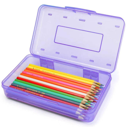 Plastic Hard Clear Color Pencil box Case for Girl Boy kids