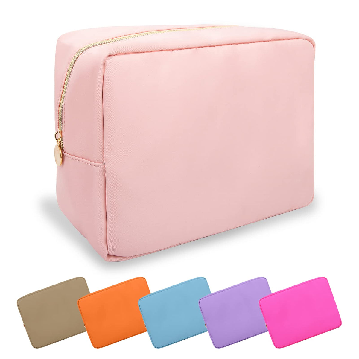 UIXIZQ Waterproof Small Pencil Case Makeup Bag for Purse,Cute Pencil Pouch Preppy Nylon Makeup Brush Holder with Zipper,Girls Portable Storage Case Small Pen Bag for Office(Slim-Black)