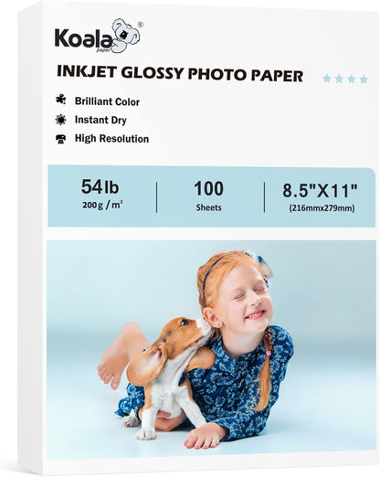 Koala Glossy Inkjet Photo Paper Thick 8.5X11 Inches 100 Sheets 54lb