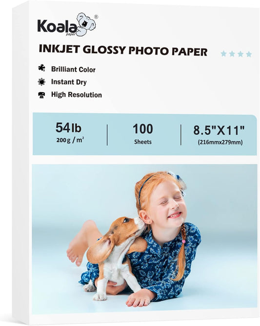 Koala Glossy Inkjet Photo Paper Thick 8.5X11 Inches 100 Sheets 54lb