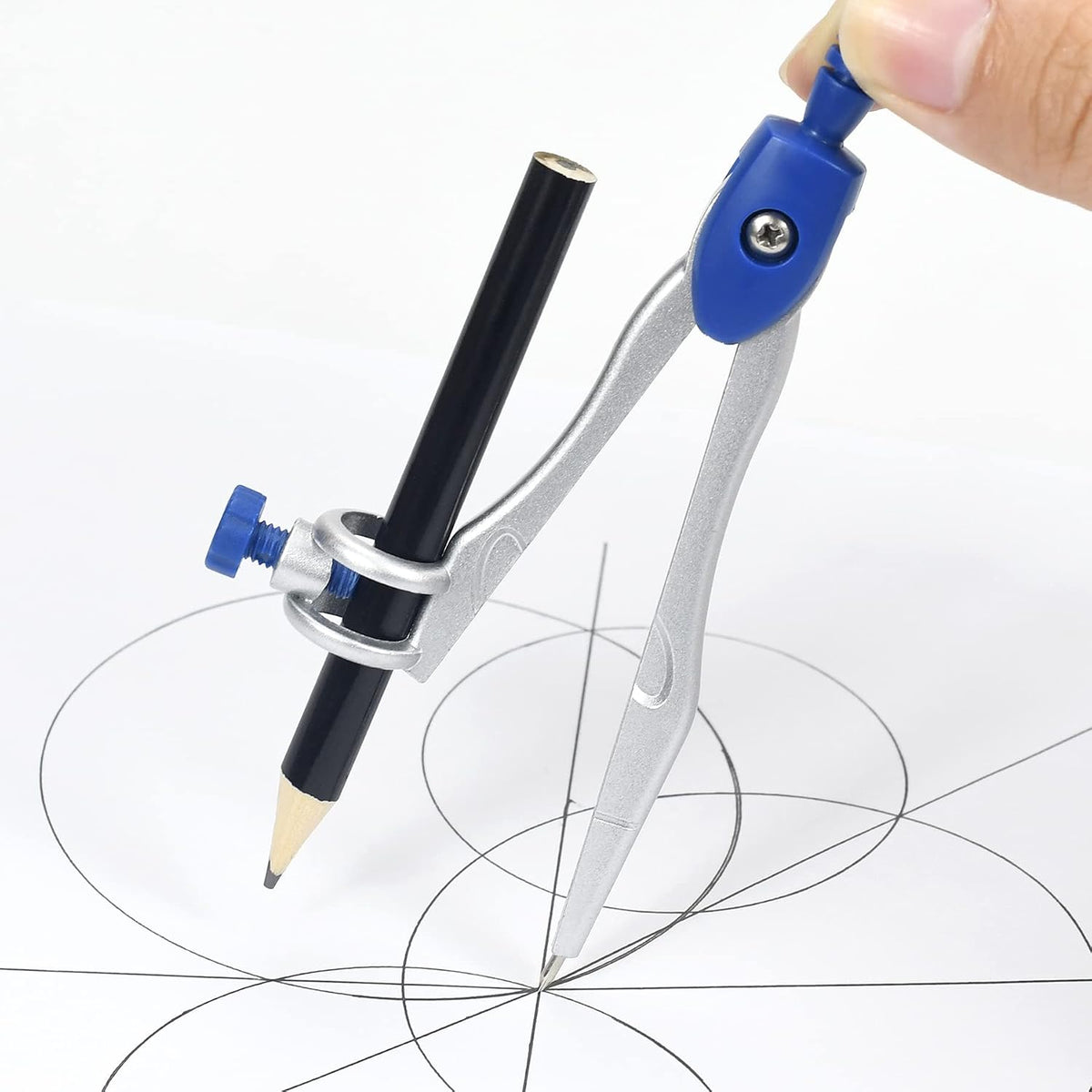 Unjoo Geometry Set 10 Pcs Student Supplies,Protractor and Compass,Navy Blue