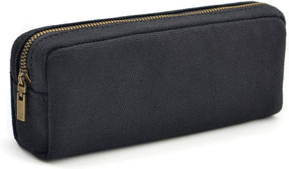 Pencil Pen Case, Canvas Pencil Pouch Big Capacity Pen Bag with Zipper Durable Stationary Storage Bag for Adult Students Officers