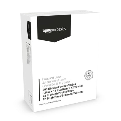 Amazon Basics Multipurpose Copy Printer Paper, 8.5 x 11 Inches, 24 lb Weight, 97 Bright White, 1500 Sheets (3 Packs of 500), for Inkjet and Laser