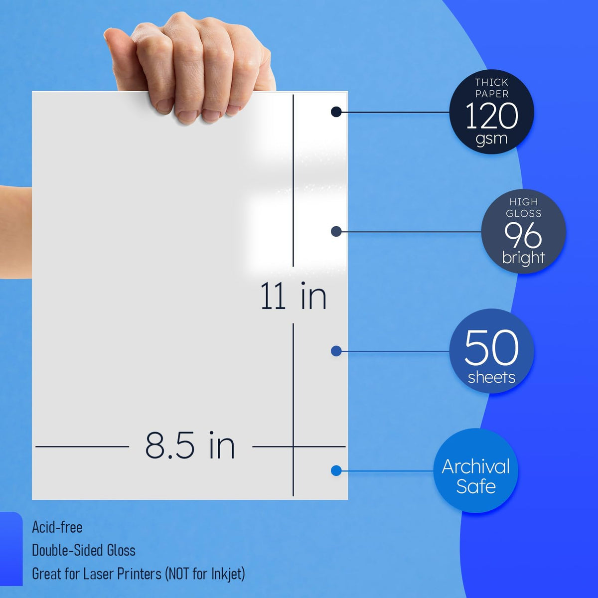 8.5x11 Double Sided Glossy Paper For Laser Printers Only 80lb Text 50 Pack