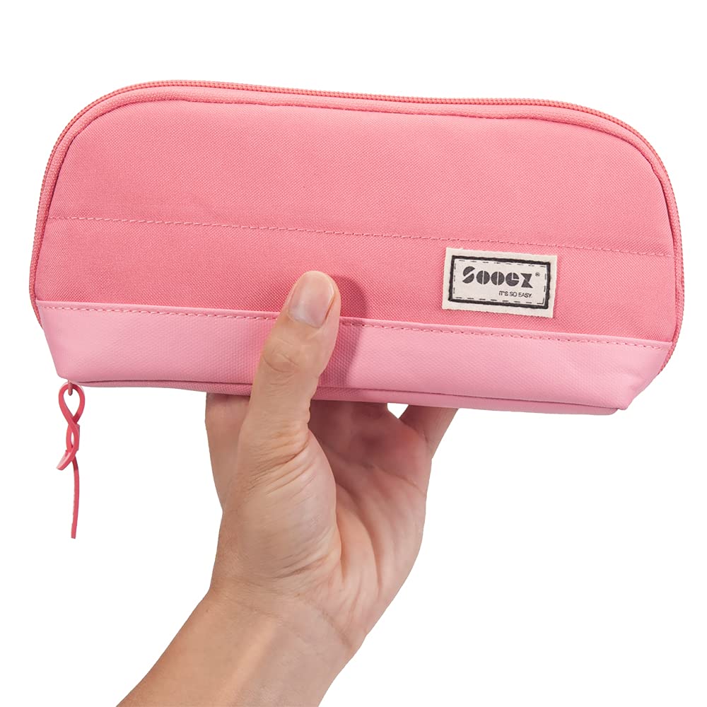 Sooez Wide-Opening Pencil Pen Case, Lightweight & Spacious Pencil Bag Pouch Box Organizer, Aesthetic Supply with Triangular Design for Adults, Grey