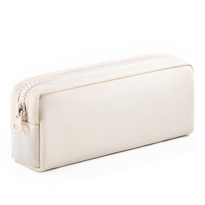 Big Capacity Pencil Case, Pure Color Pen Pouch with Zipper Stationary Storage Bag for Adult Students Officers, Cream White