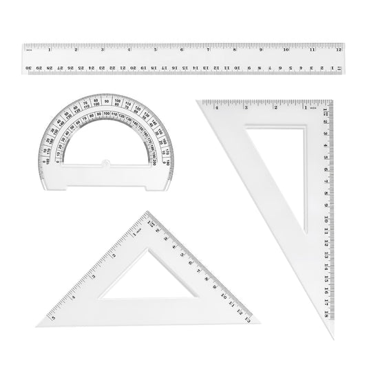 Geometry Ruler Set with Protractor and Set Squares