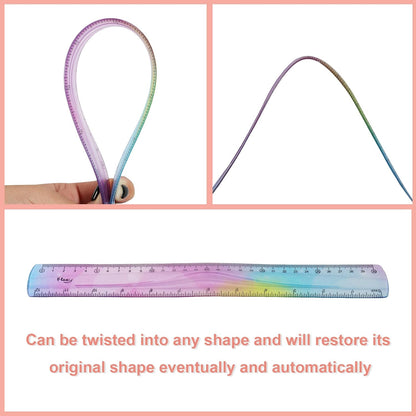 5 Pcs Flexible Math Ruler Set 6 8 12 Inch Straight Triangle Protractor
