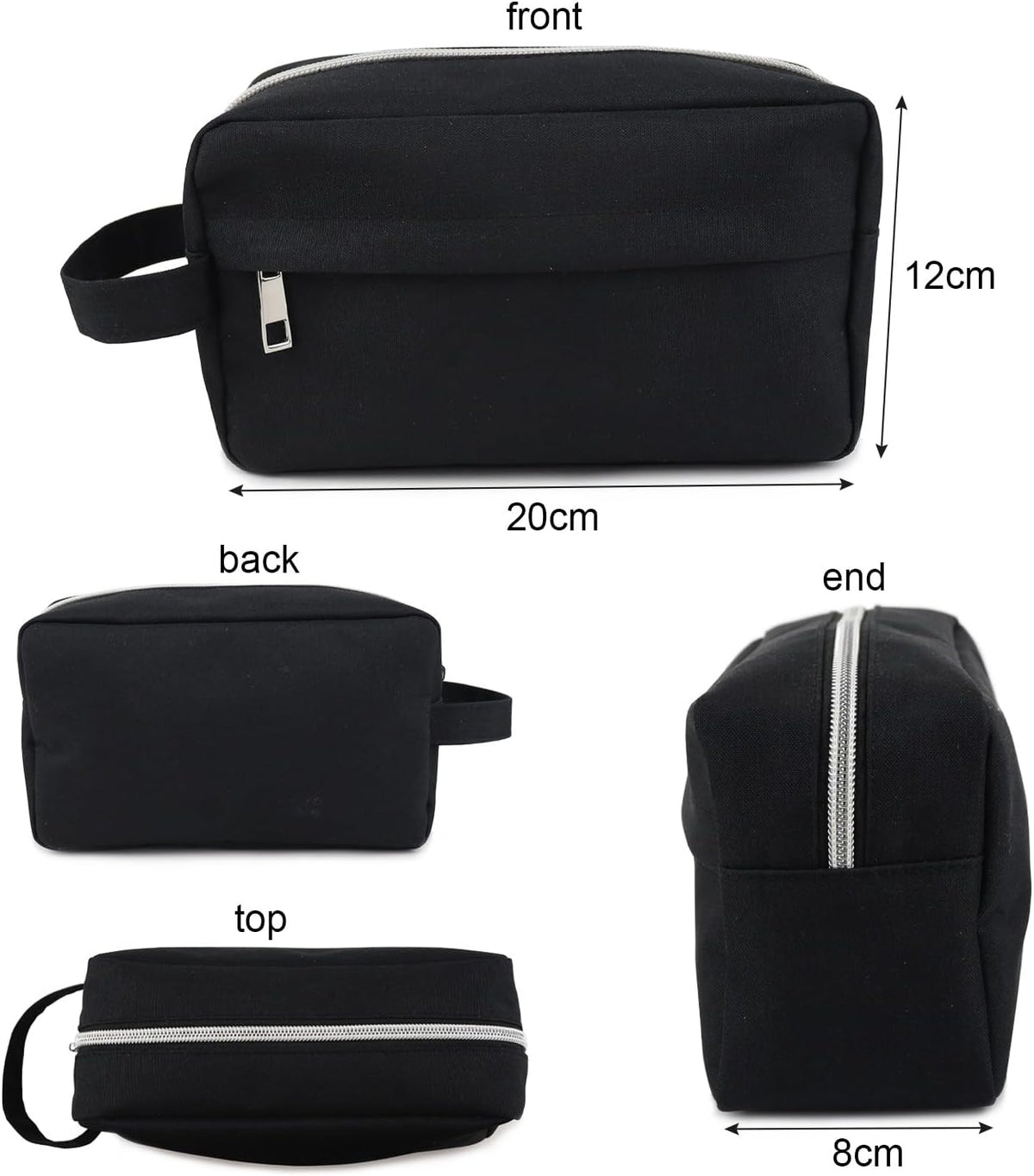 Fashion Stationery Black Pencil Case with Handle, Large Capacity