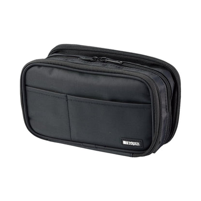LIHIT LAB Large Capacity Zipper Pencil Case For School Office College, Big Capacity 4 Compartments Pencil Bag Holder Adults Teen Boys Girls, Travel Cosmetics Storage, Black (A7551-24)