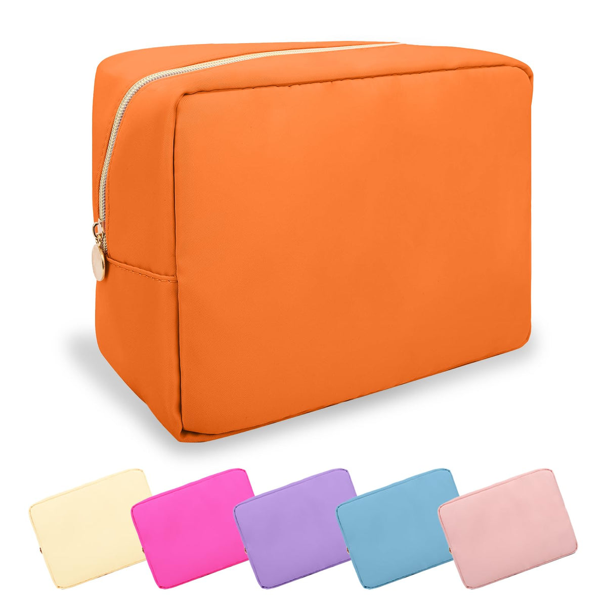 UIXIZQ Waterproof Small Pencil Case Makeup Bag for Purse,Cute Pencil Pouch Preppy Nylon Makeup Brush Holder with Zipper,Girls Portable Storage Case Small Pen Bag for Office(Slim-Black)