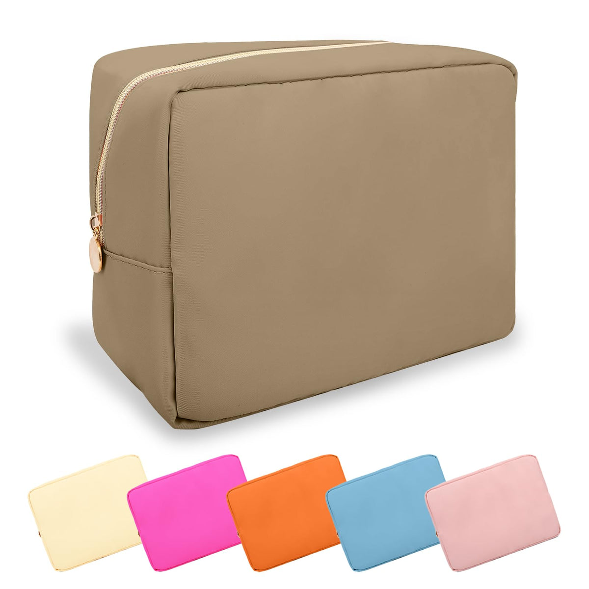 UIXIZQ Waterproof Small Pencil Case Makeup Bag for Purse,Cute Pencil Pouch Preppy Nylon Makeup Brush Holder with Zipper,Girls Portable Storage Case Small Pen Bag for Office(Slim-Black)